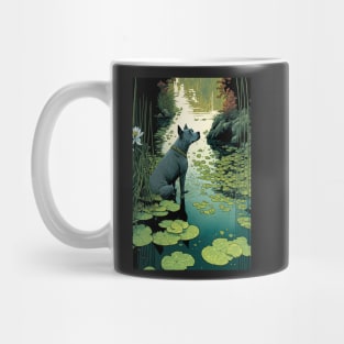 Dog sitting in pond Mug